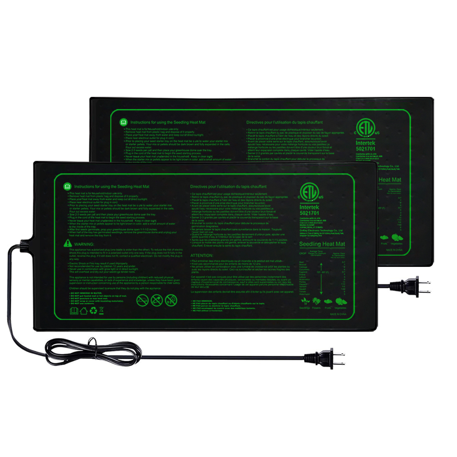 Seedling Heat Pad - Paquete de dos alfombrillas térmicas para