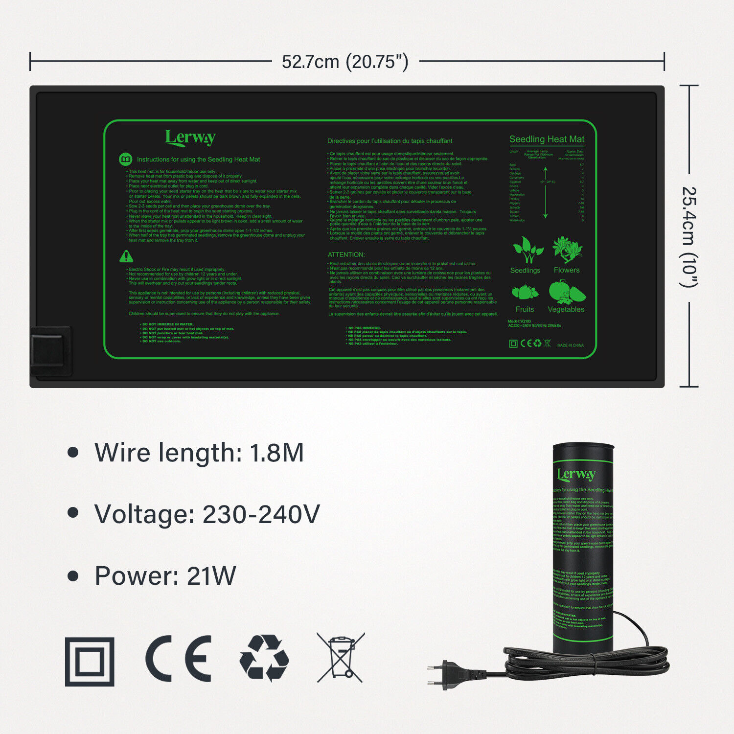 LERWAY-alfombrilla calefactora - Seedling Heat Pad reseña y precio
