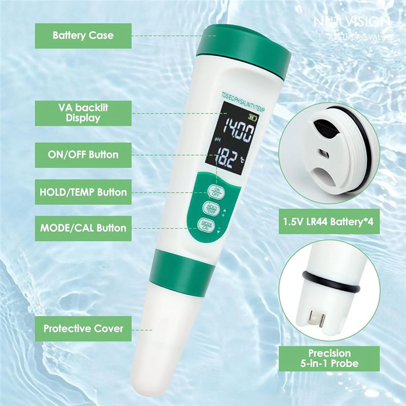 Medidor de PH Digital 5 en 1 A - Ec Meter Digital reseña y precio
