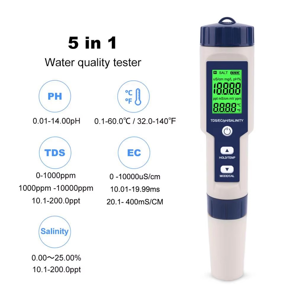 Medidor digital 5 en 1 de PH,  - Ec Meter Digital reseña y precio