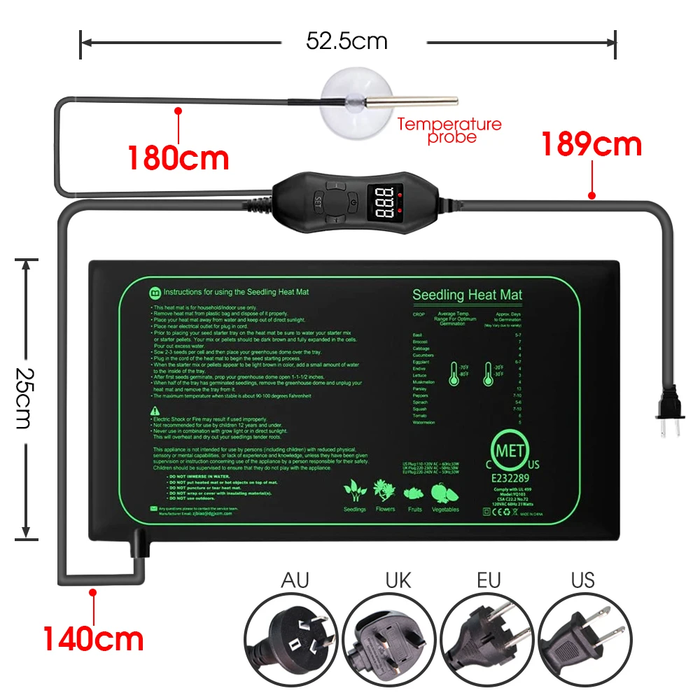 Termostato ajustable de 50W EU - Seedling Heat Pad reseña y precio